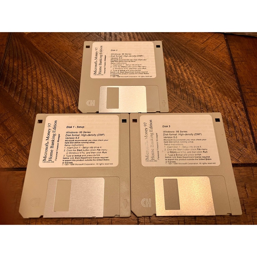 Microsoft Money 97 Home Banking Edition Floppy Disks PC Windows‎ 95 Vintage